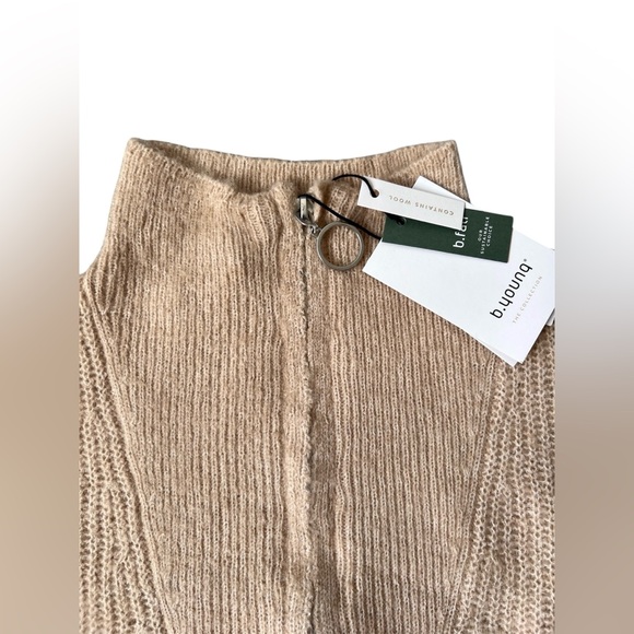 B.young 3/4 Zip Tan Sweater Dress | S - Picture 5 of 6
